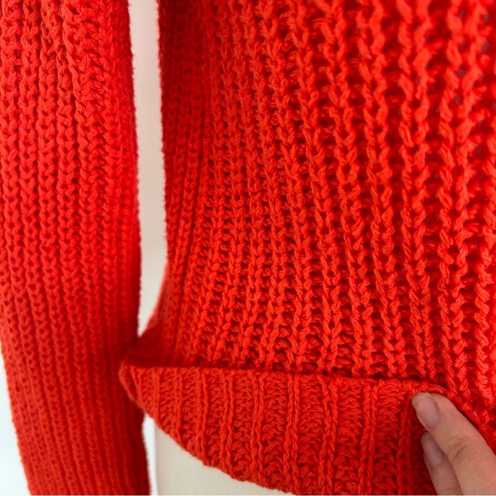 Eileen Fisher Orange Cozy Organic Cotton Ribbed Knit Sweater - Picture 4 of 9